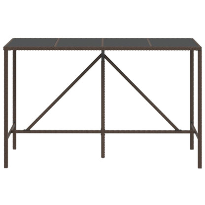 Tavolo Bar con Piano in Vetro Marrone 180x70x110 cm Polyrattan