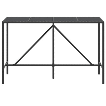 Tavolo da Bar con Piano in Vetro Nero 180x70x110 cm Polyrattan