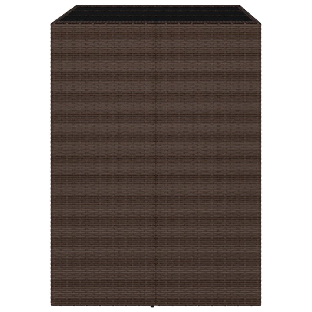 Tavolo Bar con Piano in Vetro Marrone 105x80x110 cm Polyrattan