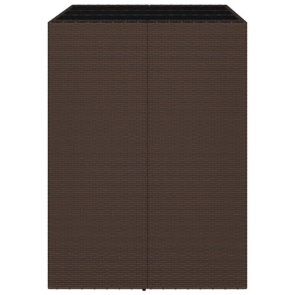 Tavolo Bar con Piano in Vetro Marrone 105x80x110 cm Polyrattan