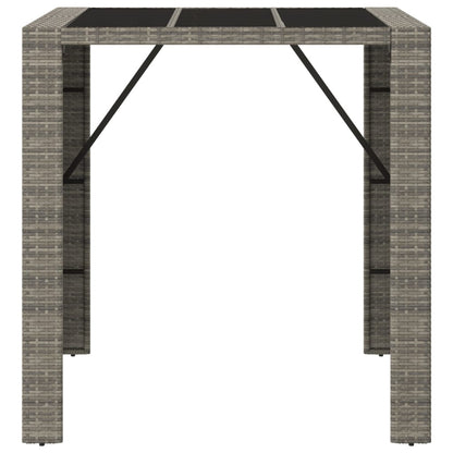 Tavolo da Bar con Piano in Vetro Grigio 105x80x110cm Polyrattan