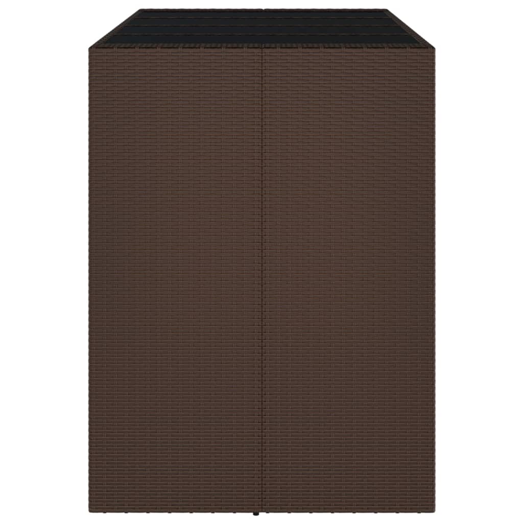 Tavolo Bar con Piano in Vetro Marrone 145x80x110 cm Polyrattan