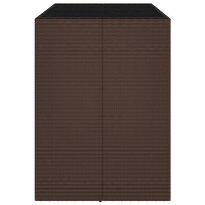 Tavolo Bar con Piano in Vetro Marrone 145x80x110 cm Polyrattan