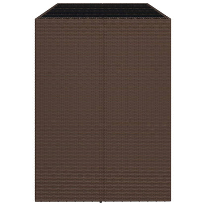 Tavolo Bar con Piano in Vetro Marrone 185x80x110 cm Polyrattan