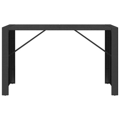 Tavolo da Bar con Piano in Vetro Nero 185x80x110 cm Polyrattan