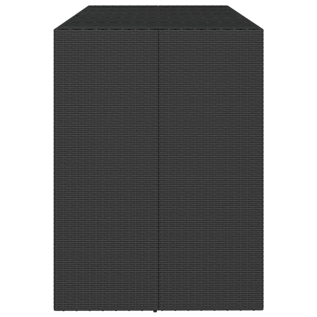 Tavolo da Bar con Piano in Vetro Nero 185x80x110 cm Polyrattan