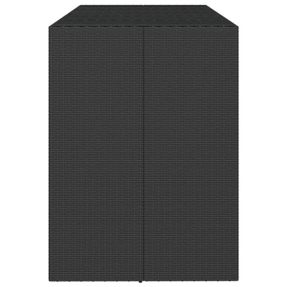 Tavolo da Bar con Piano in Vetro Nero 185x80x110 cm Polyrattan
