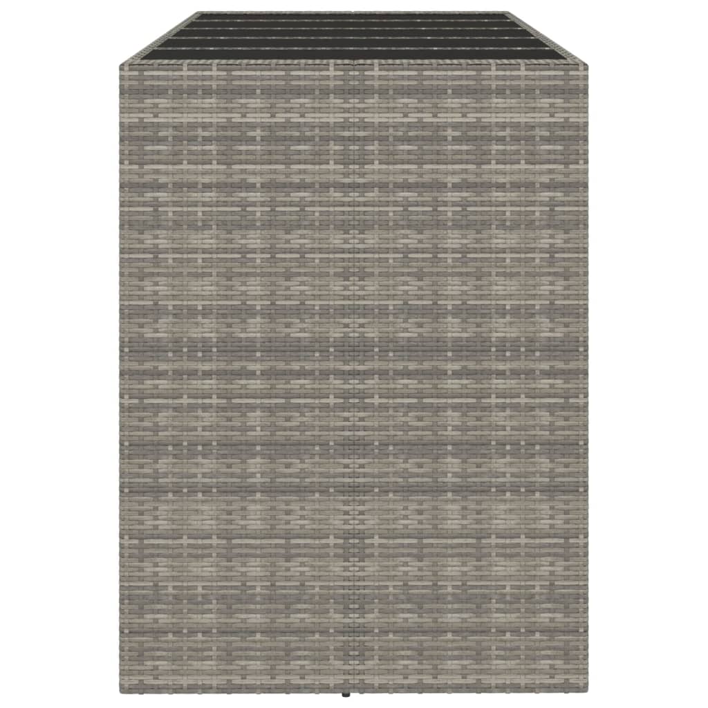 Tavolo da Bar con Piano in Vetro Grigio 185x80x110cm Polyrattan