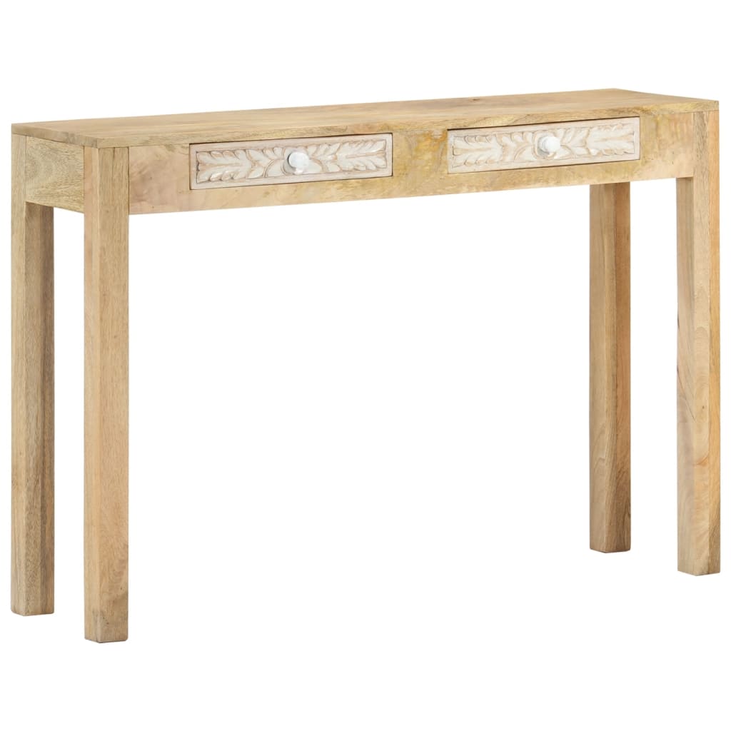 Tavolo Consolle 110x30x75 cm Legno Massello Sbiancato di Mango