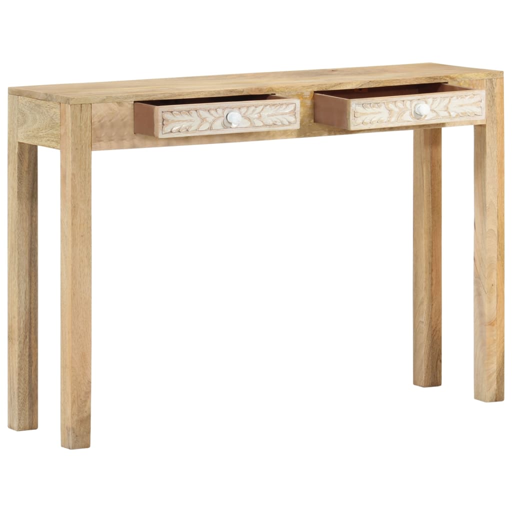 Tavolo Consolle 110x30x75 cm Legno Massello Sbiancato di Mango