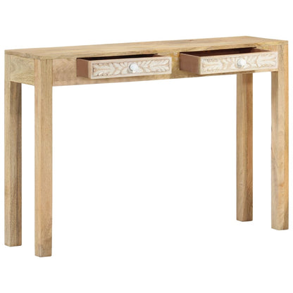 Tavolo Consolle 110x30x75 cm Legno Massello Sbiancato di Mango