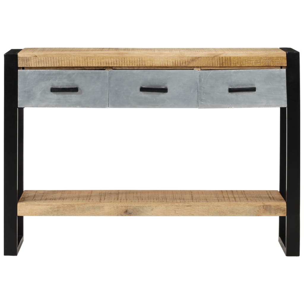 Tavolo Consolle 110x30x76 cm in Legno Massello Grezzo di Mango