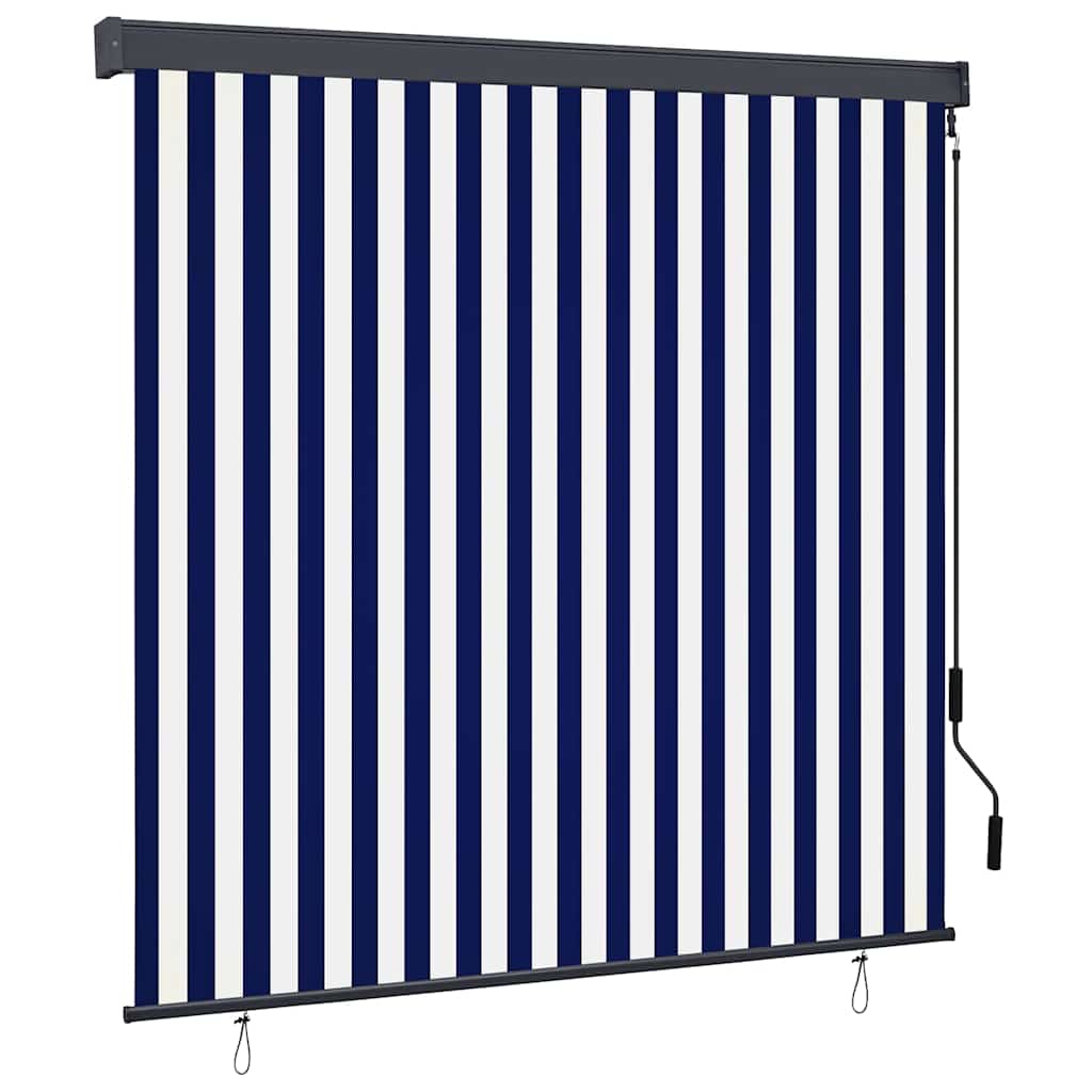 Tenda a rullo Blu e Bianco 180 x 250 cm Tessuto e Alluminio
