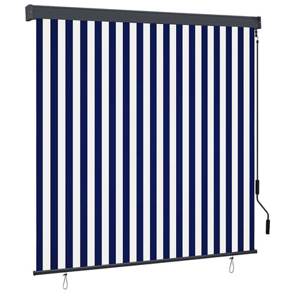 Tenda a rullo Blu e Bianco 180 x 250 cm Tessuto e Alluminio