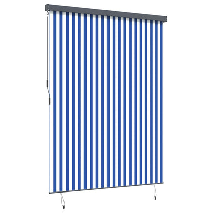 Tenda a rullo Blu e Bianco 200 x 250 cm Tessuto e Alluminio