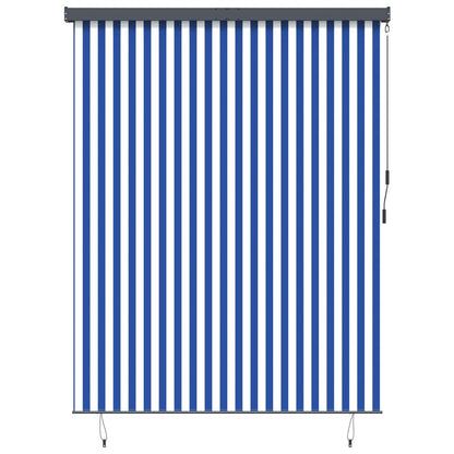 Tenda a rullo Blu e Bianco 200 x 250 cm Tessuto e Alluminio
