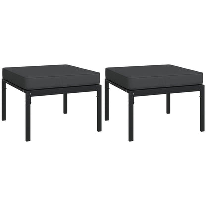 Poggiapiedi Giardino con Cuscini Grigi 2pz 60x60x35 cm Acciaio
