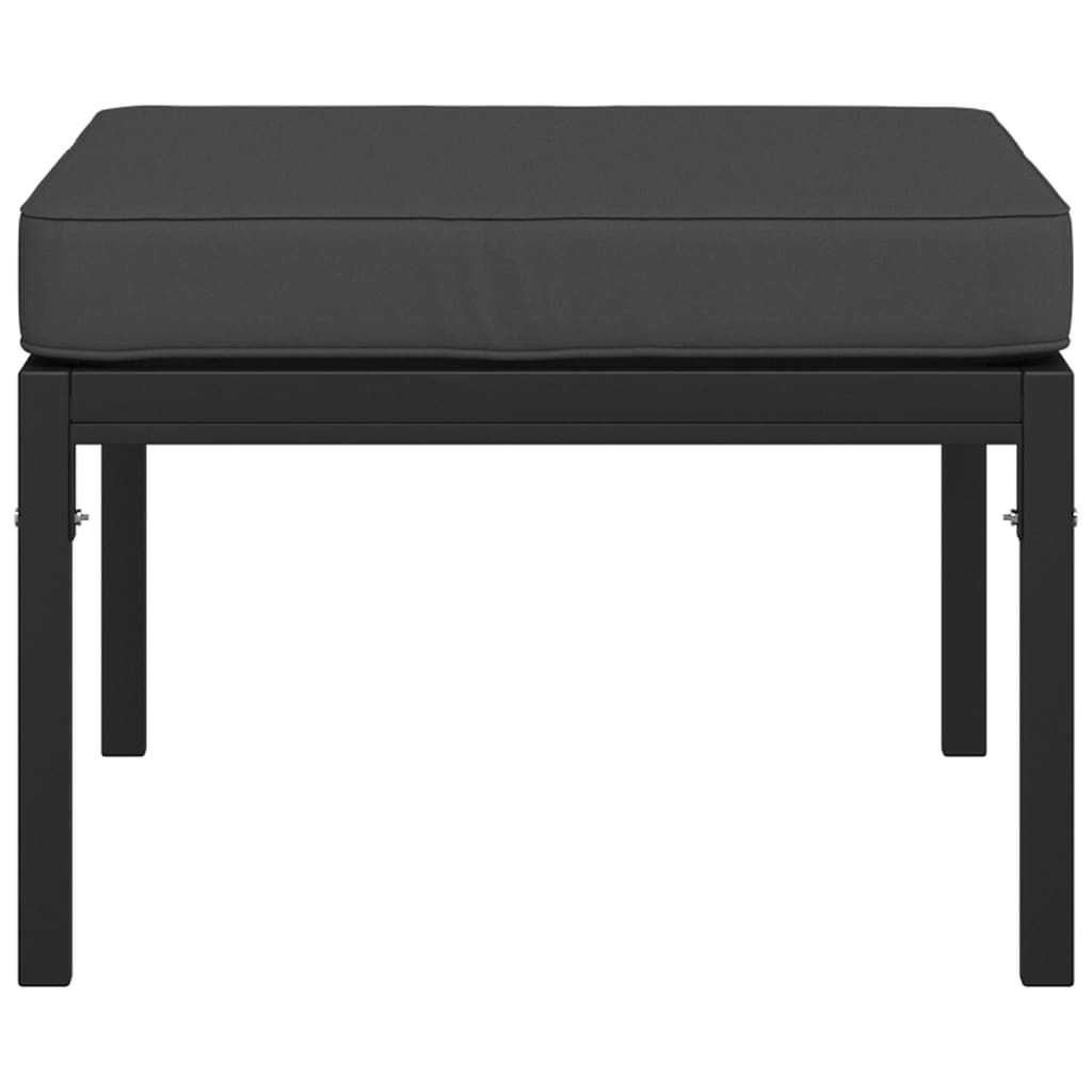 Poggiapiedi Giardino con Cuscini Grigi 2pz 60x60x35 cm Acciaio