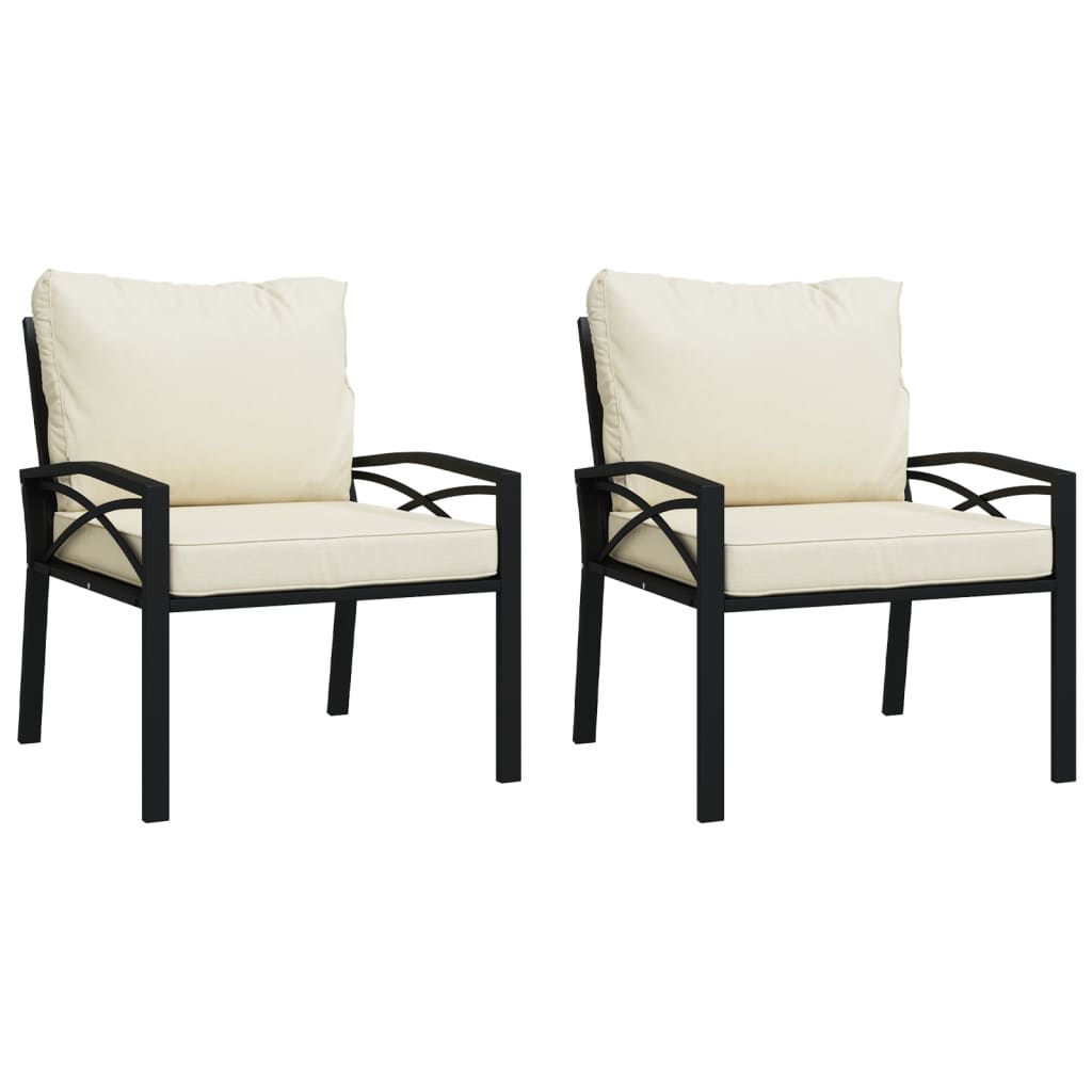 Sedie da Giardino con Cuscini Sabbia 2pz 68x76x79 cm Acciaio