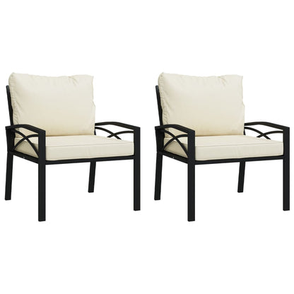 Sedie da Giardino con Cuscini Sabbia 2pz 68x76x79 cm Acciaio