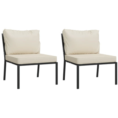 Sedie da Giardino con Cuscini Sabbia 2pz 60x74x79 cm Acciaio