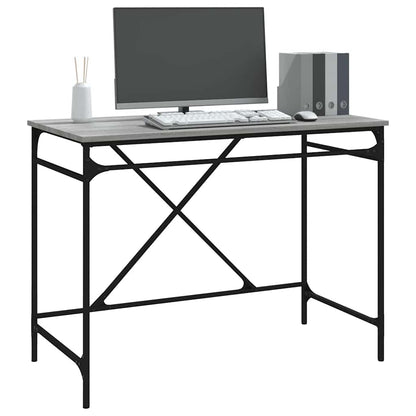 Scrivania Grigio Sonoma 100x50x75 cm Legno Multistrato e Ferro
