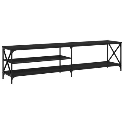 Mobile Porta TV Nero 200x40x50cm in Legno Multistrato e Metallo