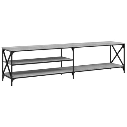 Mobile TV Grigio Sonoma 200x40x50cm Legno Multistrato e Metallo