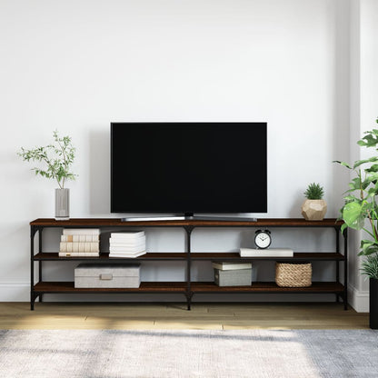 Mobile TV Rovere Marrone 180x30x50cm Legno Multistrato Metallo