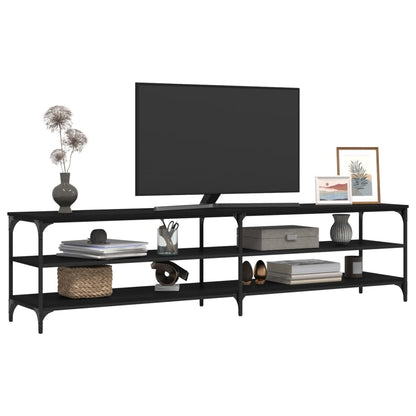 Mobile Porta TV Nero 200x30x50cm in Legno Multistrato e Metallo
