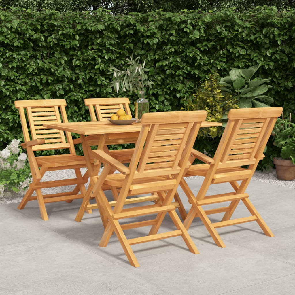 Set da Pranzo per Giardino 5 pz in Legno Massello di Teak