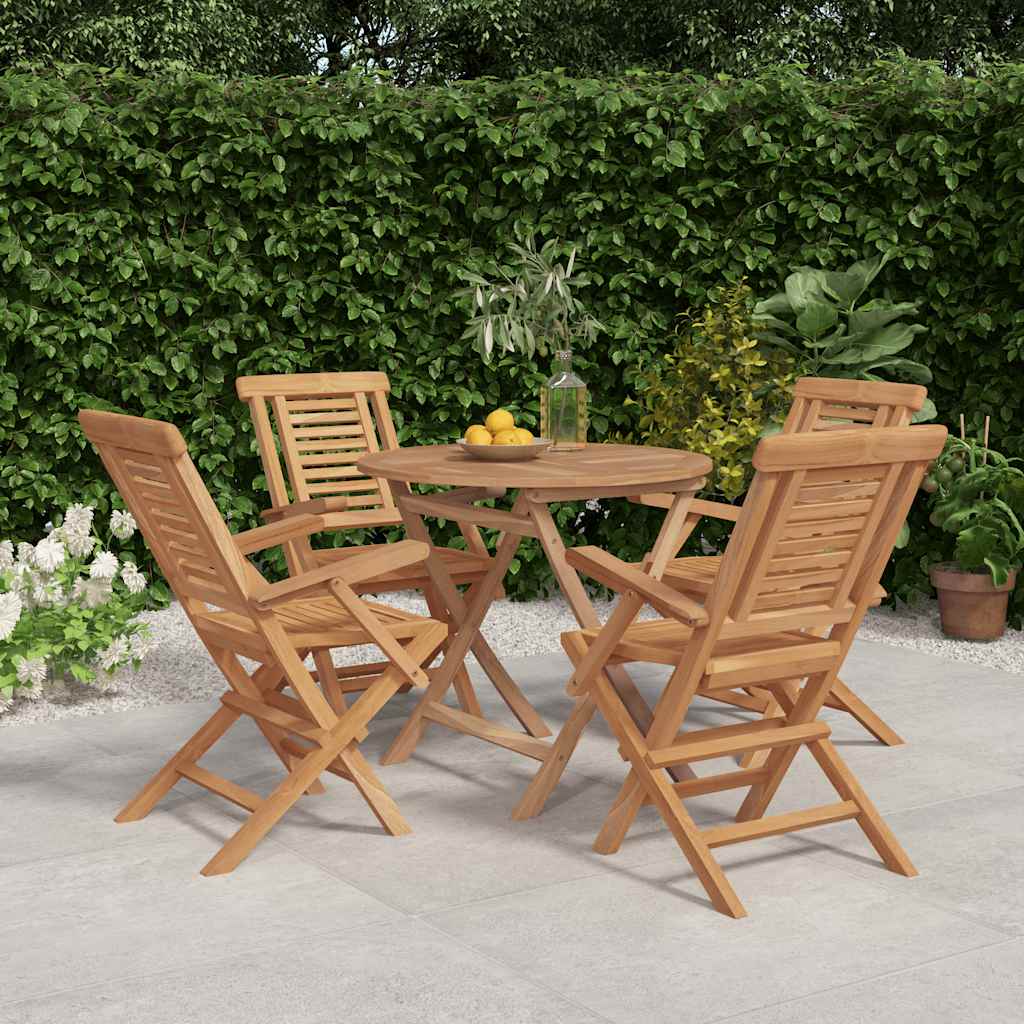 Set da Pranzo per Giardino 5 pz in Legno Massello di Teak