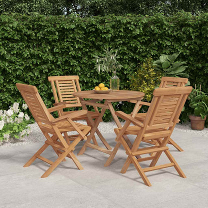 Set da Pranzo per Giardino 5 pz in Legno Massello di Teak