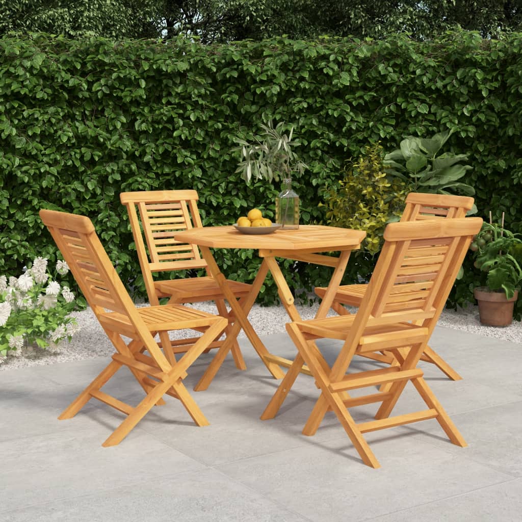 Set da Pranzo per Giardino 5 pz in Legno Massello di Teak