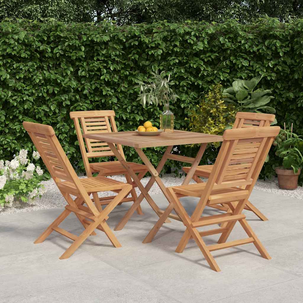 Set da Pranzo per Giardino 5 pz in Legno Massello di Teak