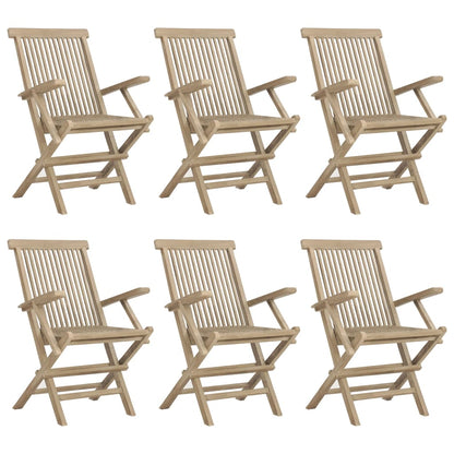 Set da Pranzo da Giardino 7 pz Grigio in Legno Massello di Teak