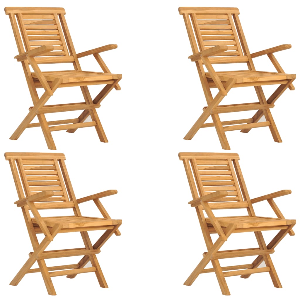 Sedie da Giardino Pieghevoli 4pz 56x63x90cm Legno Massello Teak