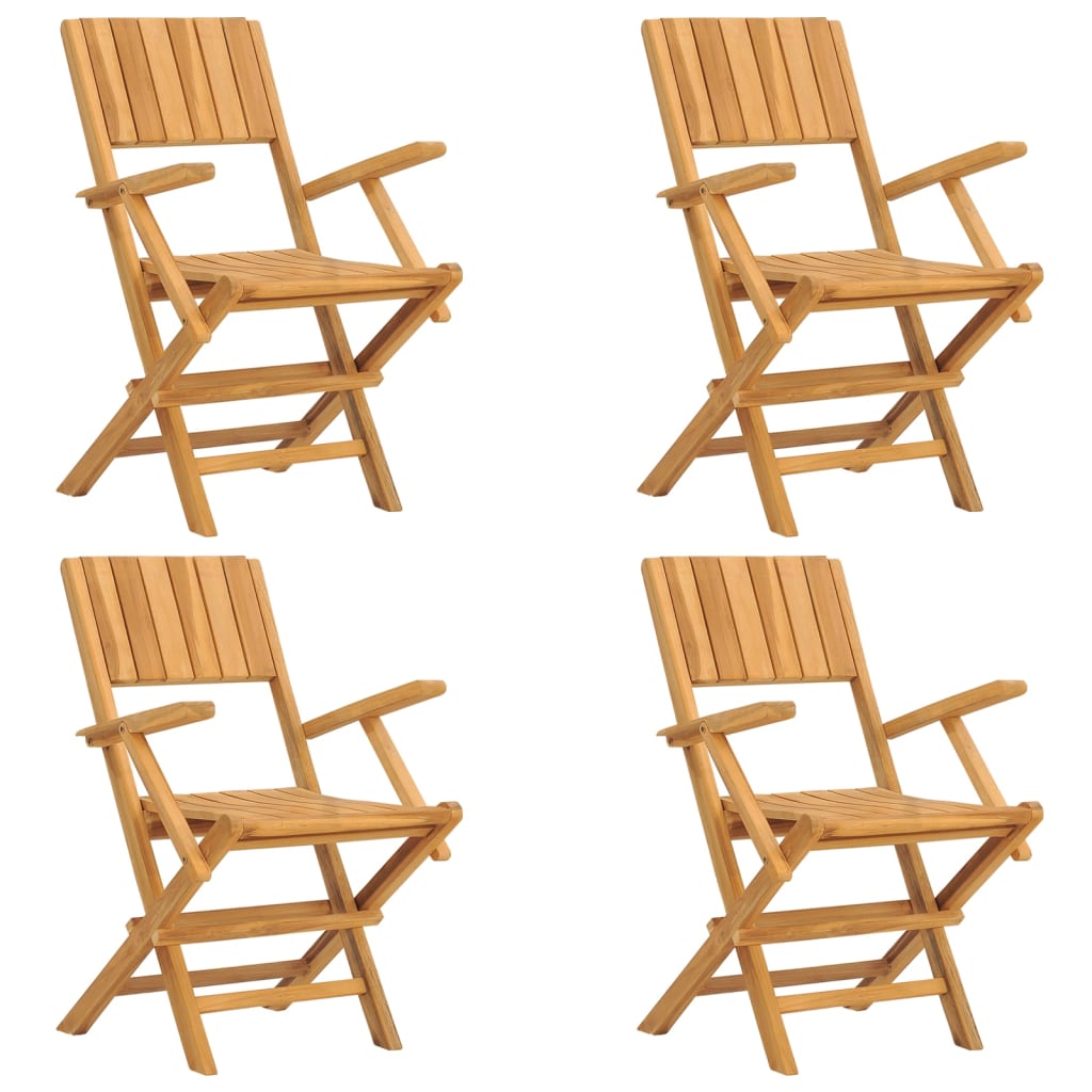 Sedie da Giardino Pieghevoli 4pz 55x61x90cm Legno Massello Teak
