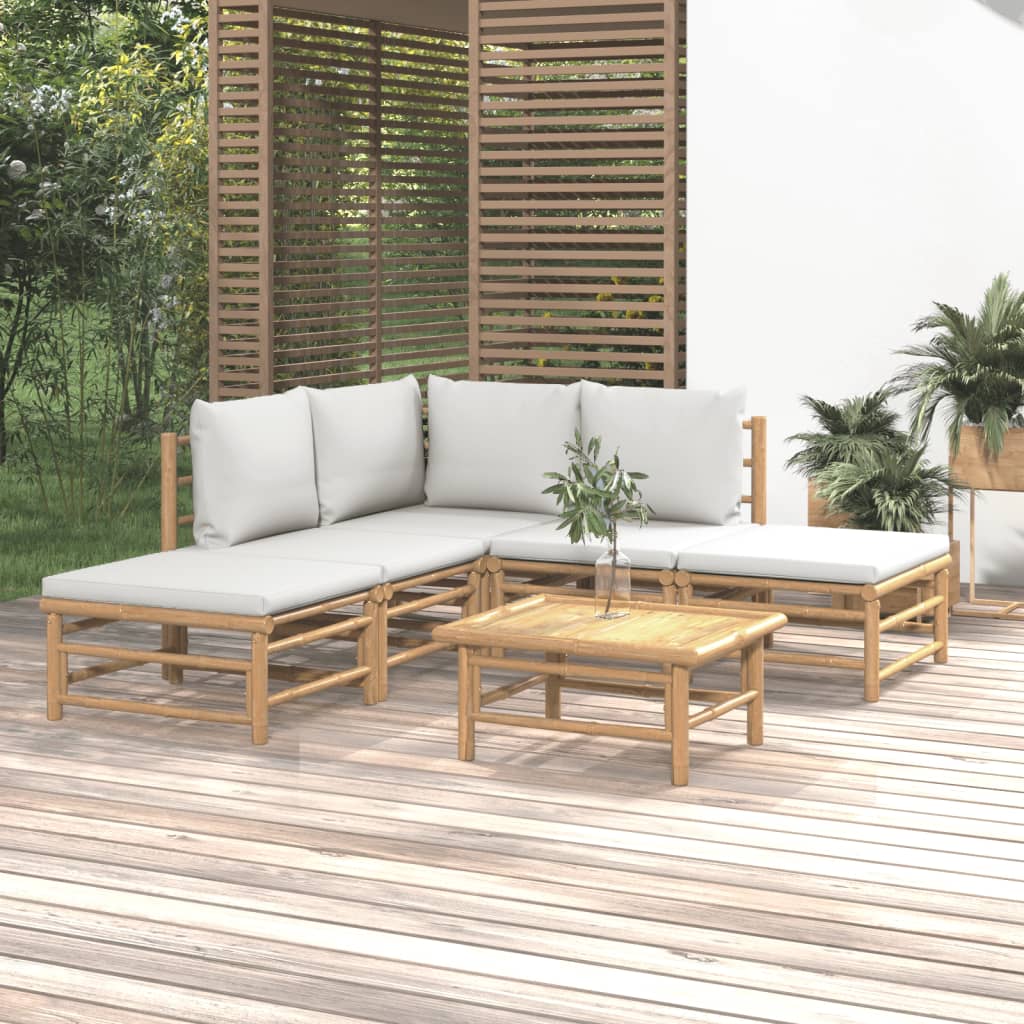 Set Salotto da Giardino 6pz con Cuscini Grigio Chiaro BambÃ¹