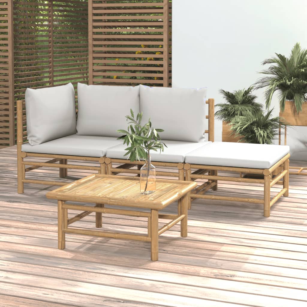 Set Salotto da Giardino 4pz con Cuscini Grigio Chiaro BambÃ¹