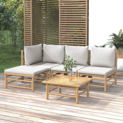 Set Salotto da Giardino 5pz con Cuscini Grigio Chiaro BambÃ¹