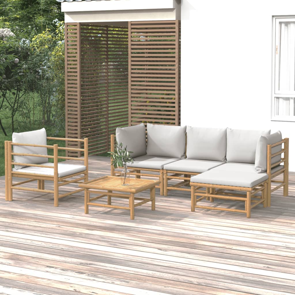 Set Salotto da Giardino 6pz con Cuscini Grigio Chiaro BambÃ¹