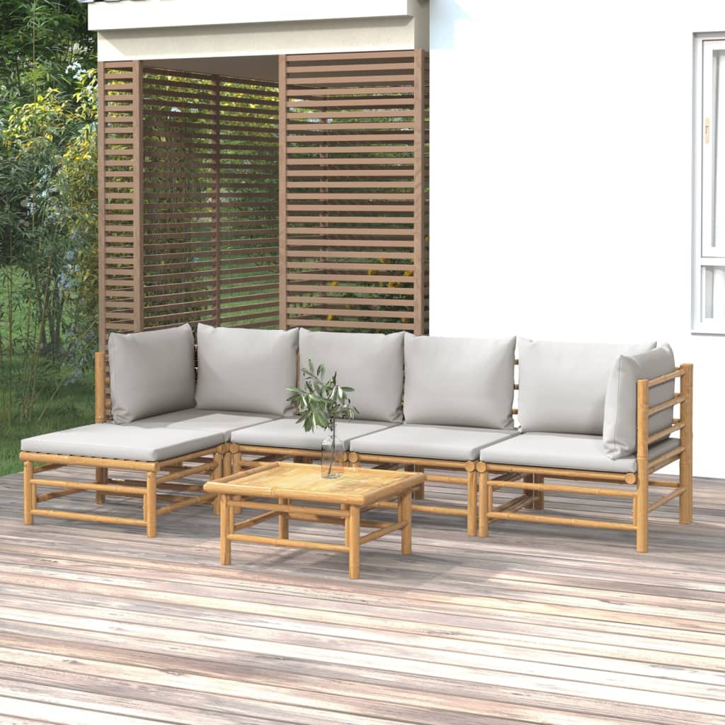 Set Salotto da Giardino 6pz con Cuscini Grigio Chiaro BambÃ¹