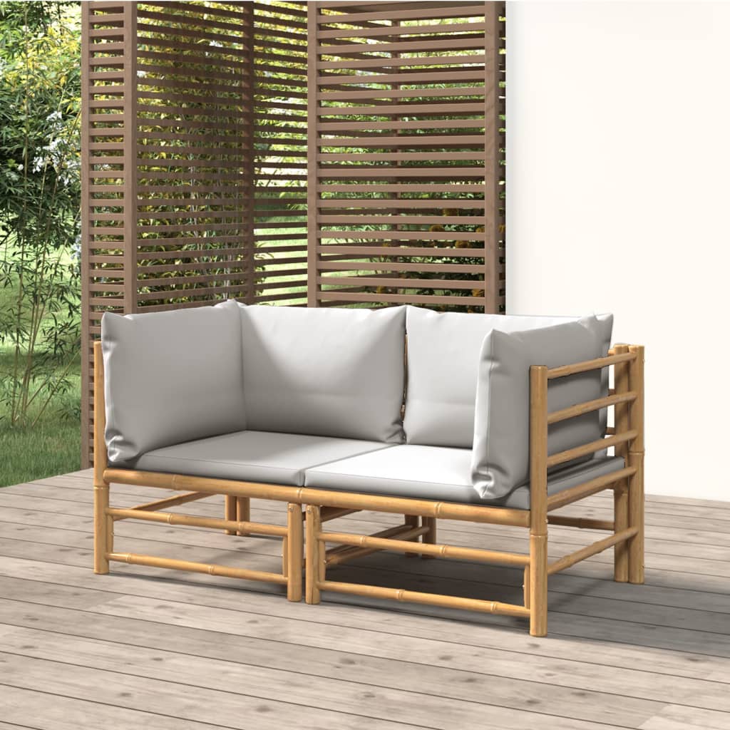 Divani Angolari da Giardino con Cuscini Grigio Chiaro 2pz BambÃ¹