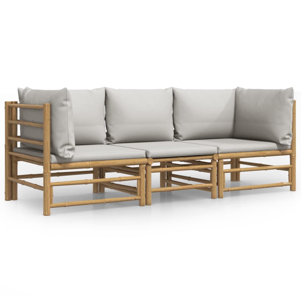 Set Salotto da Giardino 3pz con Cuscini Grigio Chiaro BambÃ¹