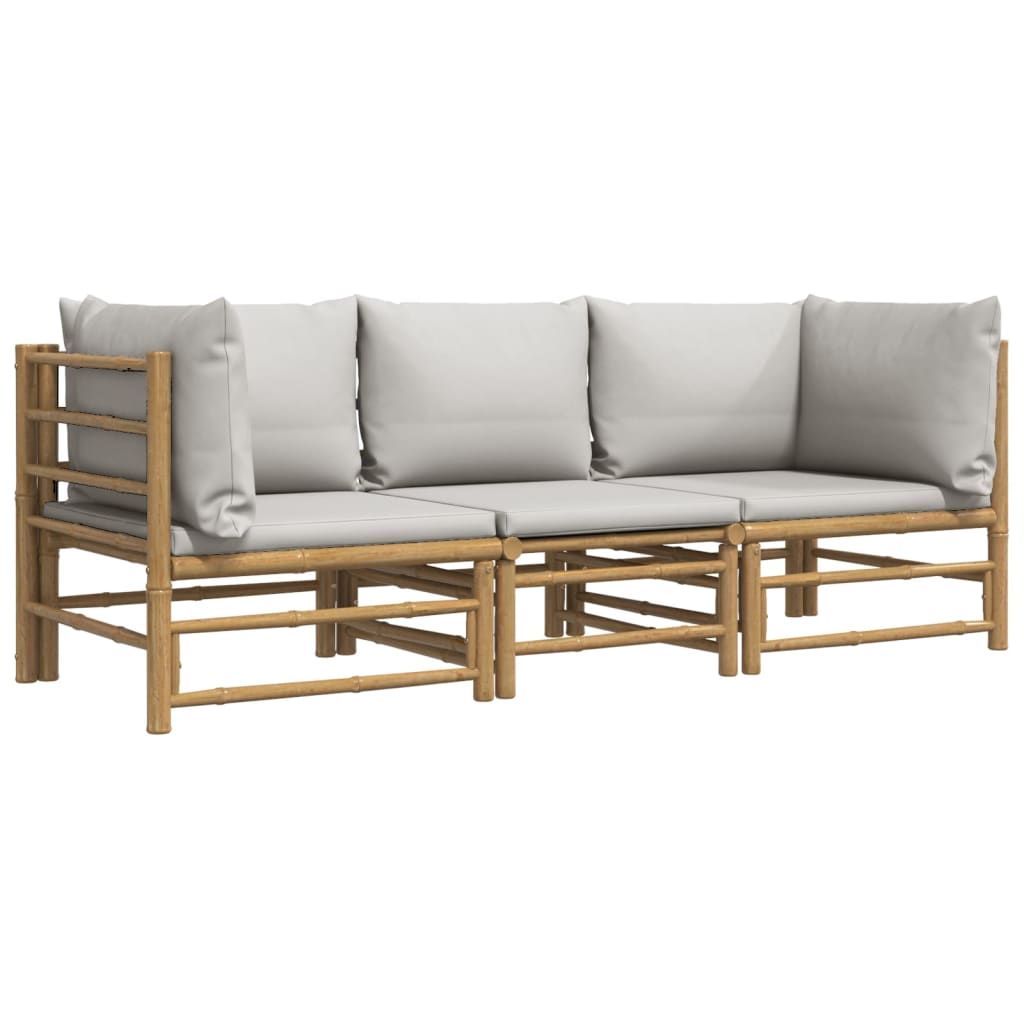 Set Salotto da Giardino 3pz con Cuscini Grigio Chiaro BambÃ¹