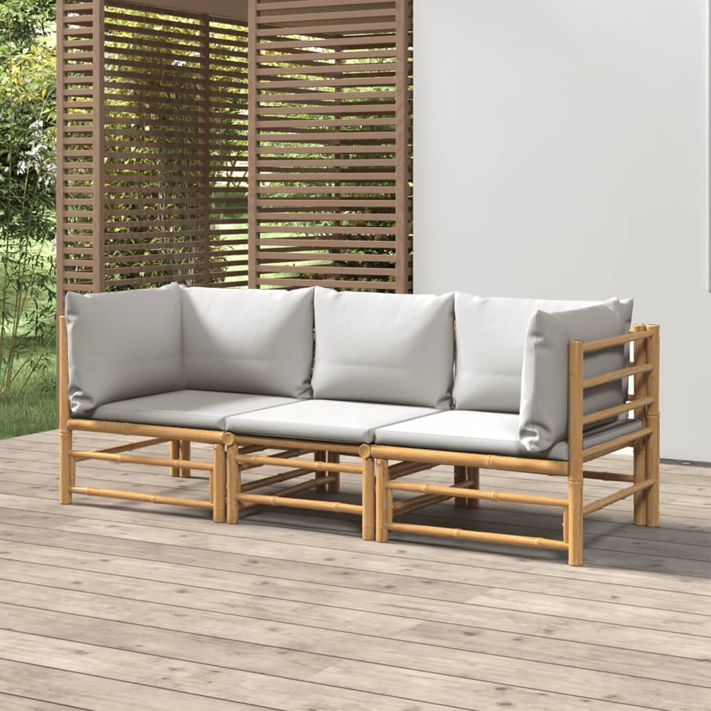 Set Salotto da Giardino 3pz con Cuscini Grigio Chiaro BambÃ¹