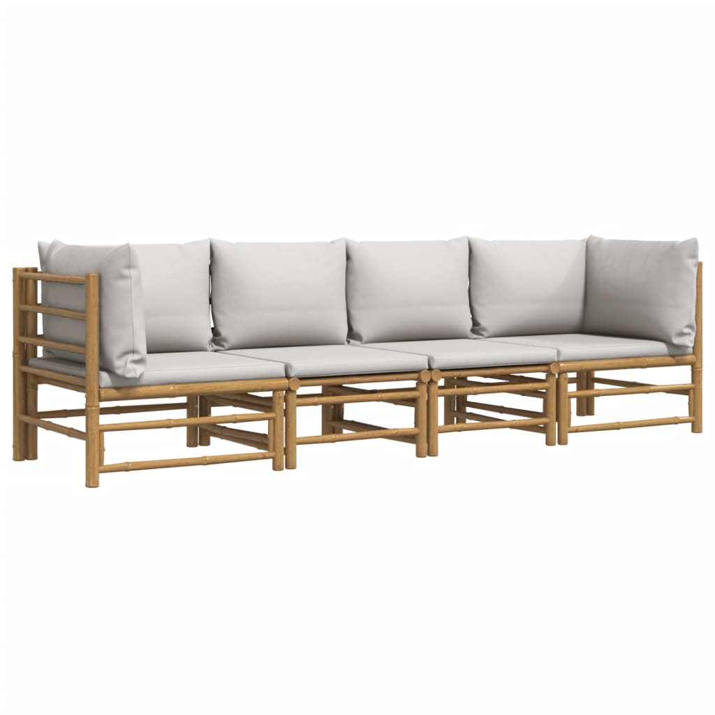 Set Salotto da Giardino 4pz con Cuscini Grigio Chiaro BambÃ¹