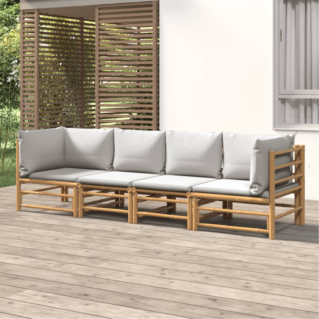 Set Salotto da Giardino 4pz con Cuscini Grigio Chiaro BambÃ¹