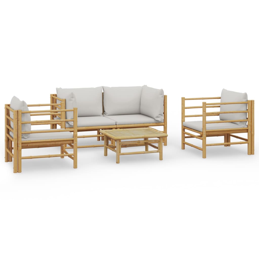 Set Salotto da Giardino 5pz con Cuscini Grigio Chiaro BambÃ¹